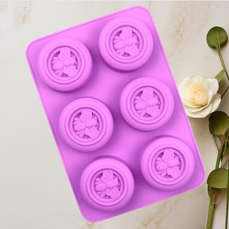 Bees Print Round 6 Cavity Sili - Candle Supplies For Business 评论和价格