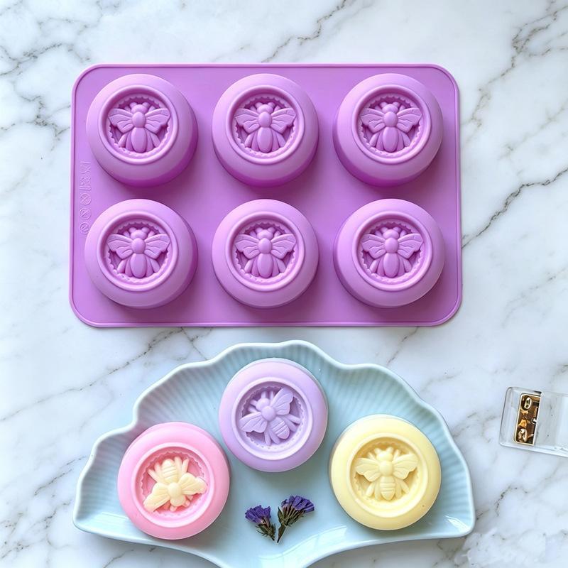Bees Print Round 6 Cavity Sili - Candle Supplies For Business 评论和价格